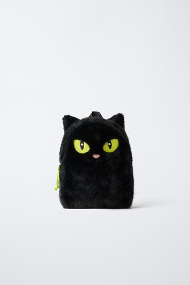 HALLOWEEN SHEEPSKIN CAT BACKPACK - Black by Zara