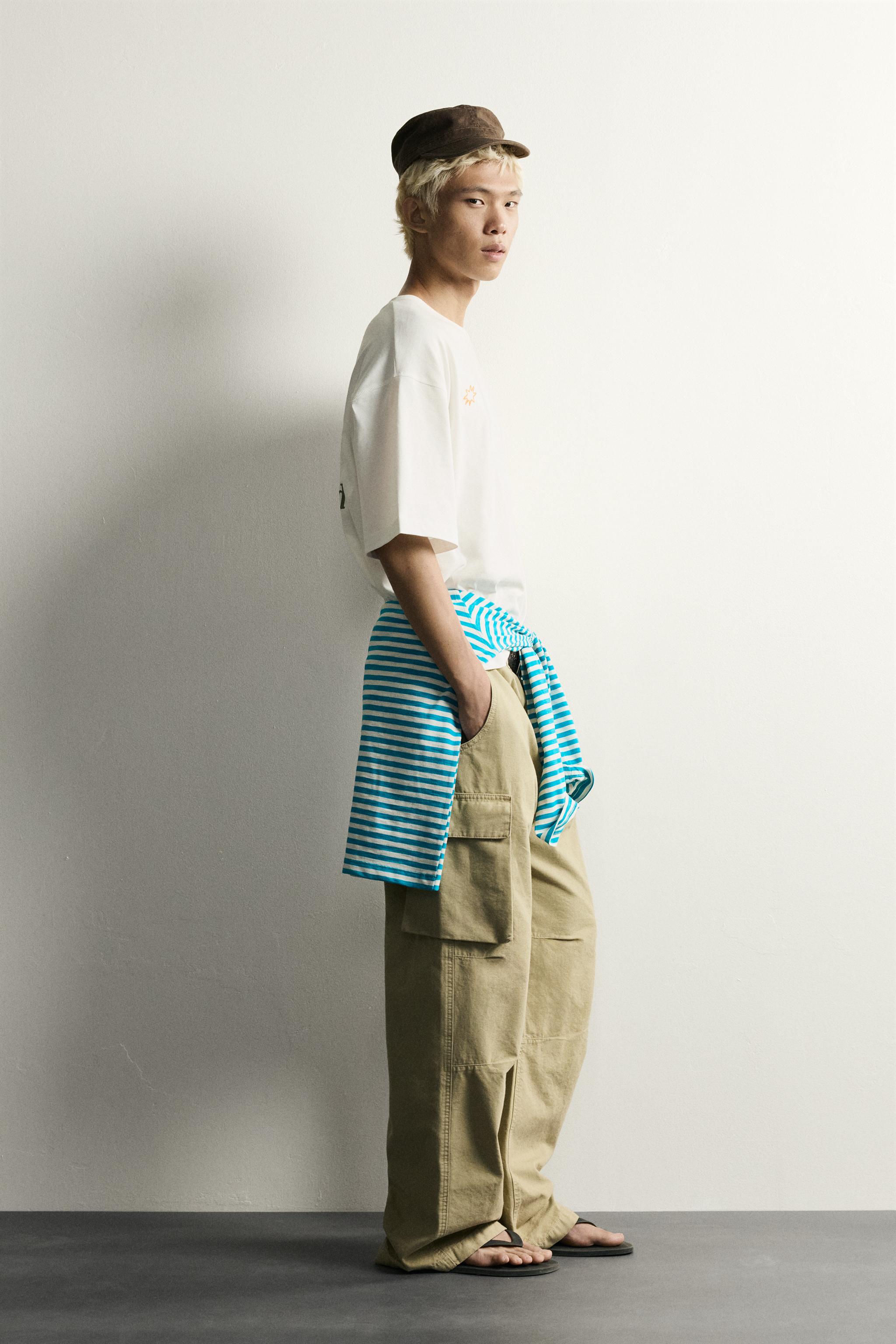 Мужские футболки Zara RELAXED FIT COMBINATION GRAPHIC T-SHIRT — фото 4