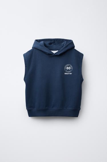 Zara HOODIE JOGGING VEST - Navy blue