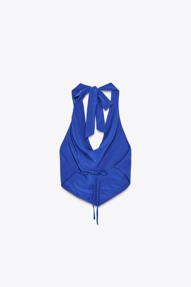 TOP HALTER FLUIDE NŒUD - Bleu encre de Zara - Image 5