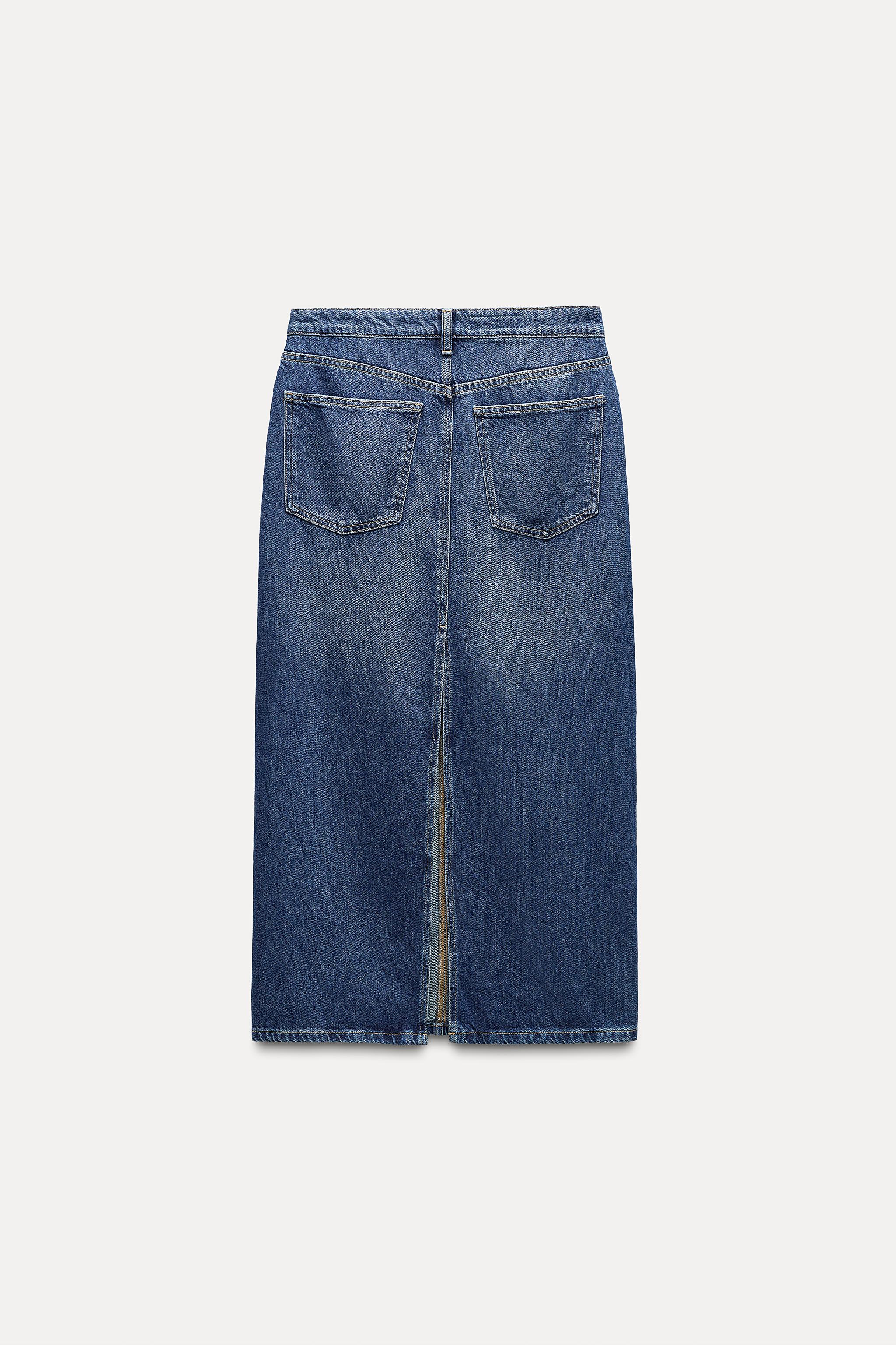 Mid length denim skirts queen best sale