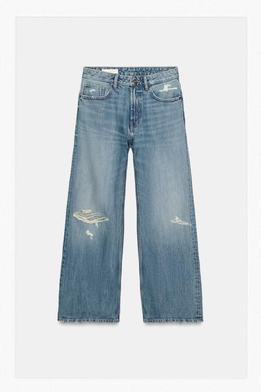 TRF MID-WAIST RIPPED BOYFRIEND JEANS - Blue by Zara