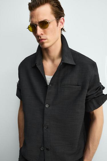 RELAXED FIT FLUID OVERSHIRT - Black by Zara