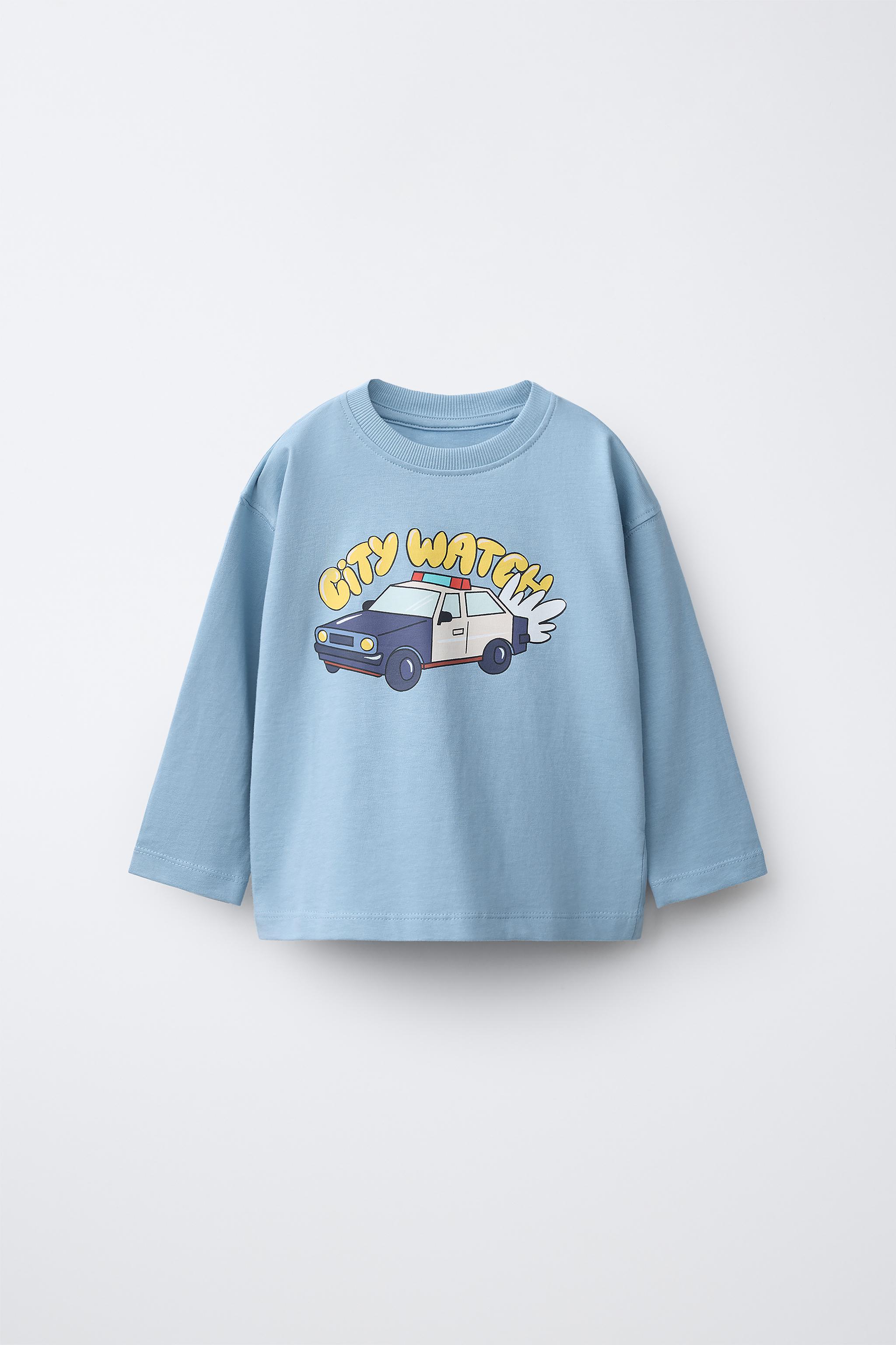 VEHICLE PRINT T-SHIRT — Dusty blue