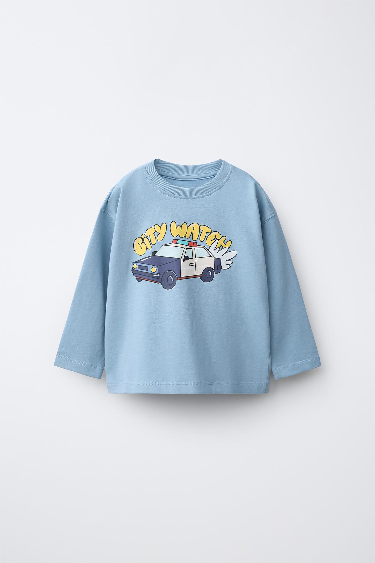 VEHICLE PRINT T-SHIRT — Dusty blue