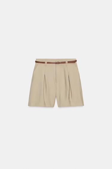BELTED BERMUDA SHORTS - Light camel by Zara