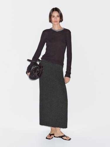 Falda midi punto plisada - Gris medio de Zara