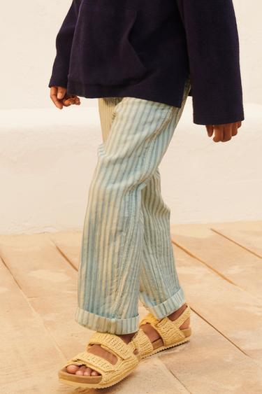 PANTALON À RAYURES EN LIN ÉDITION LIMITÉE - rayures de Zara - Image 1