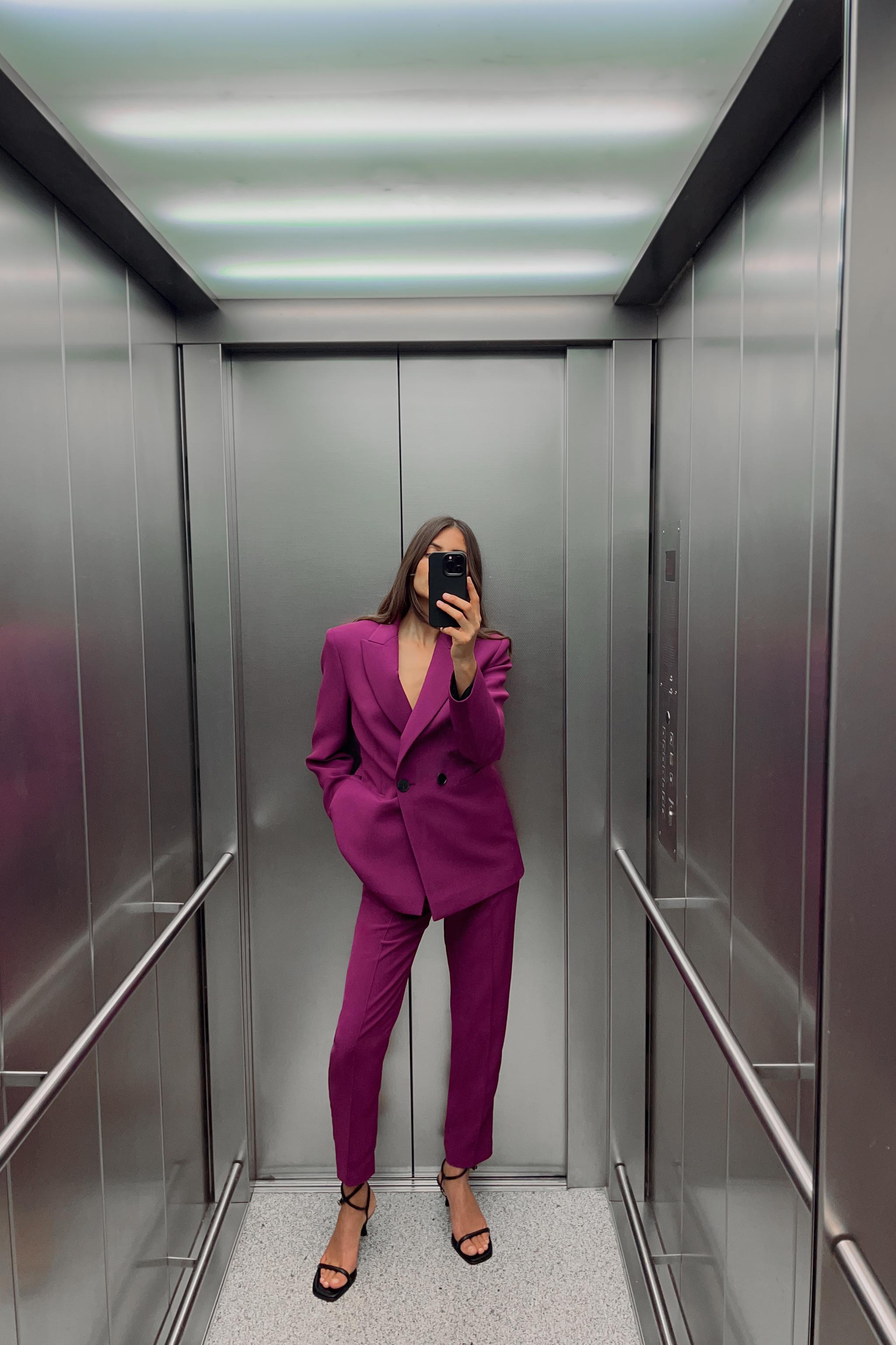 Purple long blazer best sale