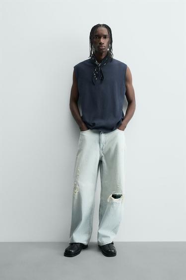 CAMISETA TANK RELAXED FIT - Marino de Zara - Imagen 0