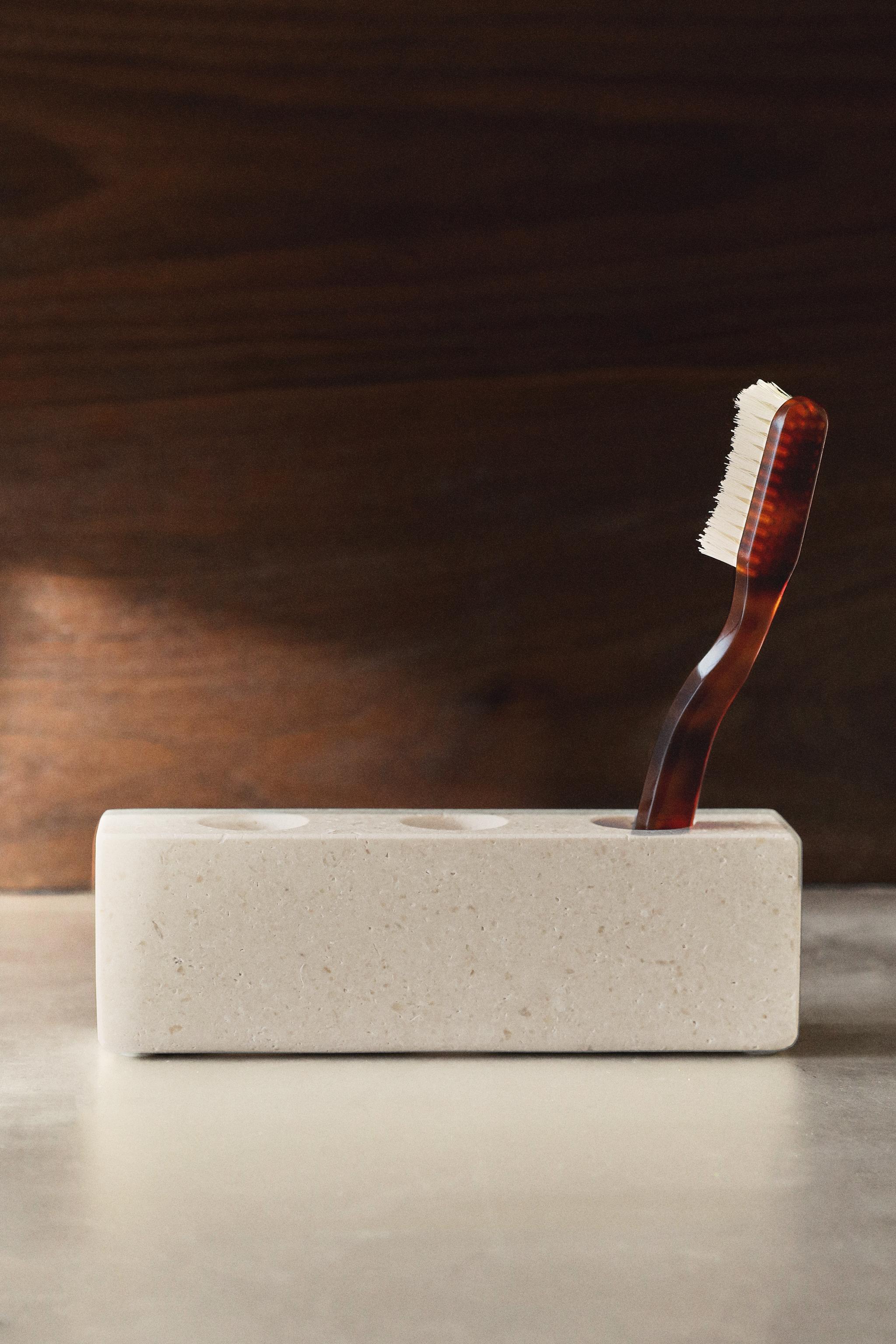 SUPPORT BROSSE À DENTS MARBRE BLANC