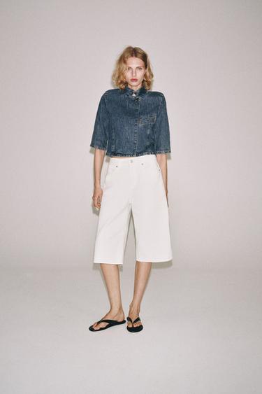 ZW COLLECTION CROPPED DENIM BLAZER - Blue by Zara