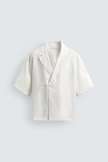 100% LINEN KIMONO SHIRT - White by Zara