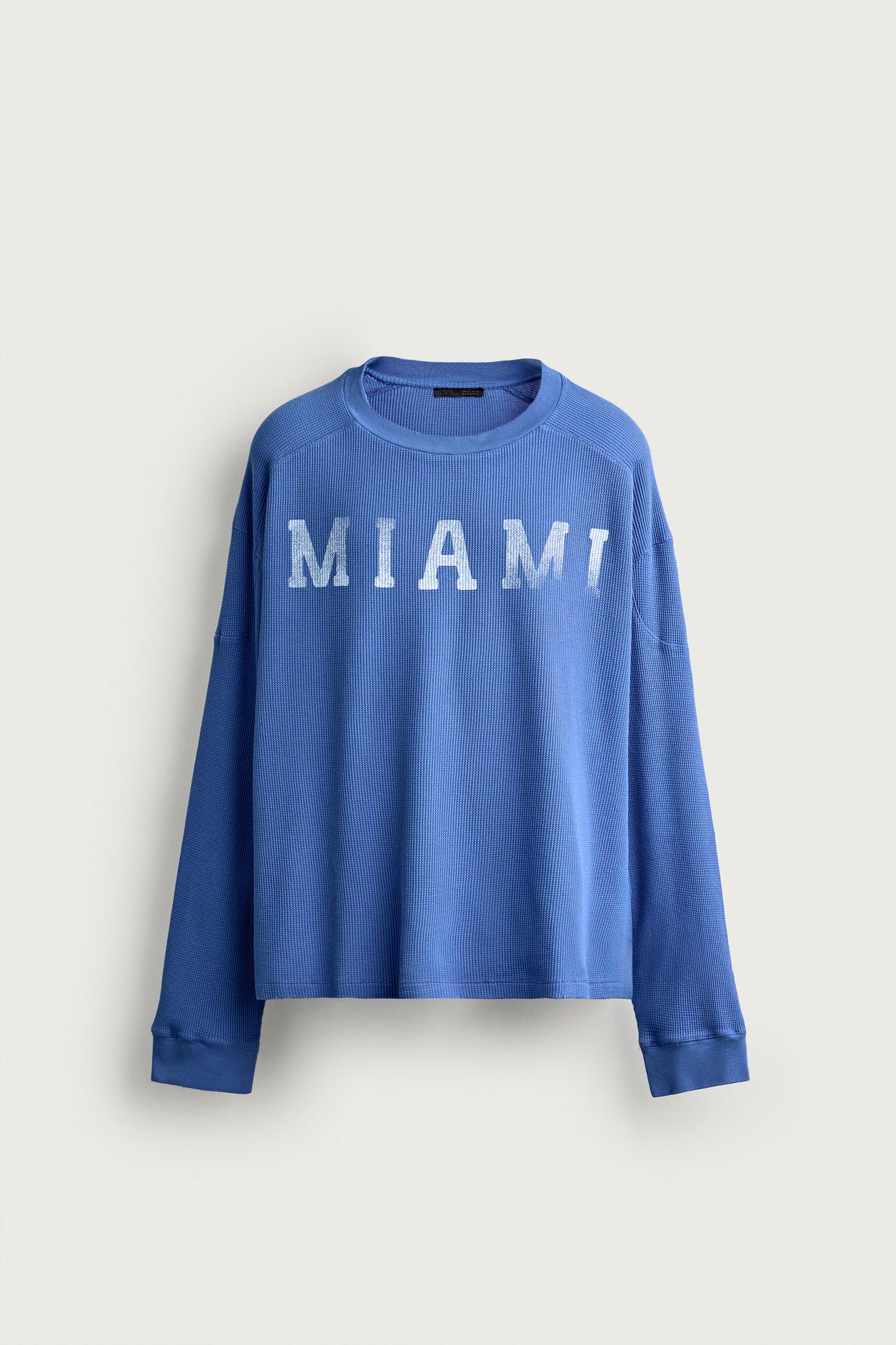 MIAMI WAFFLE KNIT T-SHIRT — Blue