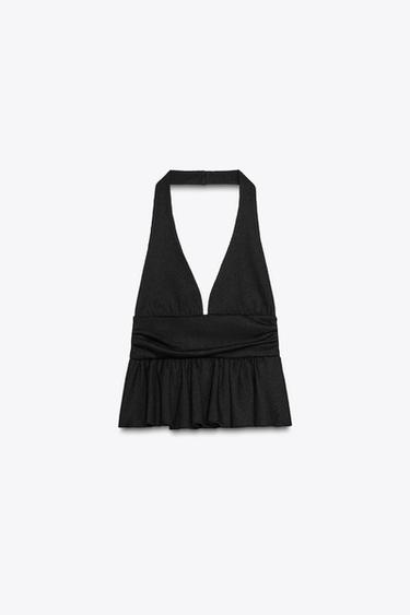 TOP HALTER VOLANTS - Noir de Zara - Image 4