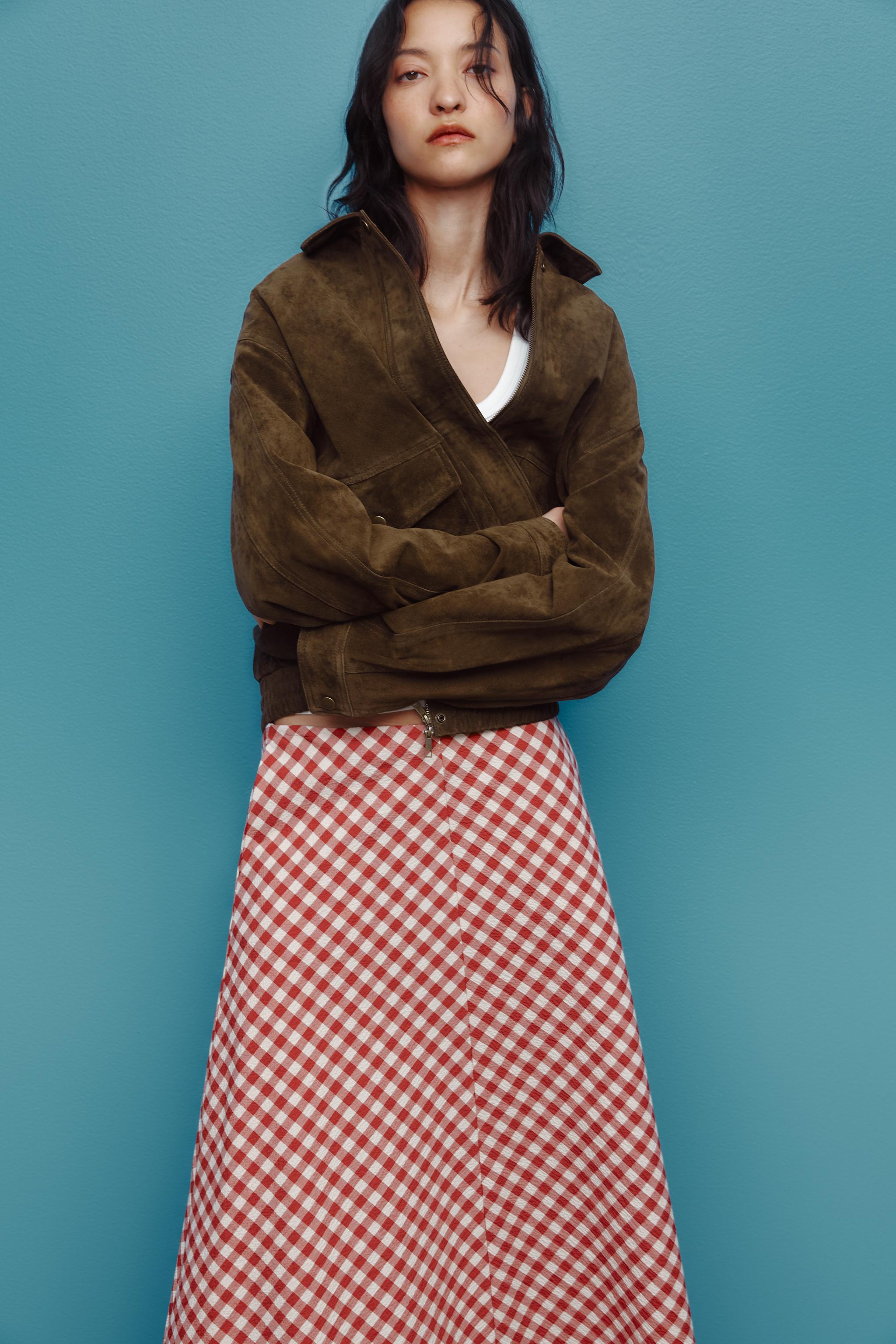 Falda Larga Falda De Cuadros Rojos Zara Falda Cuadros Vichy Zara