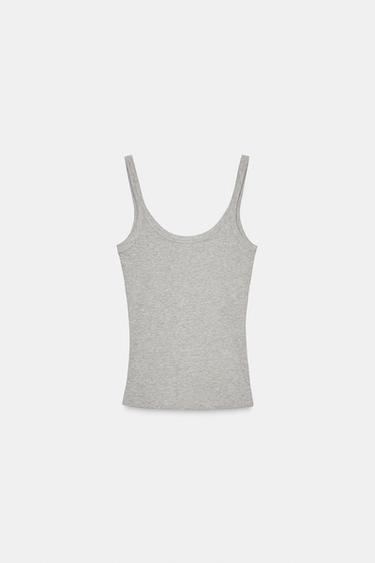BASIC STRAPPY T-SHIRT - Grey marl by Zara