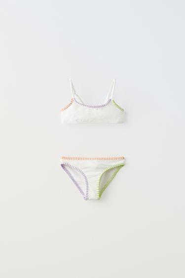 6-14 YEARS/ BIKINI SET WITH CONTRAST TRIMS - White by Zara