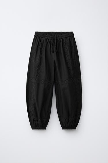 SAROUEL TROUSERS WITH LACE EMBROIDERY - Black by Zara