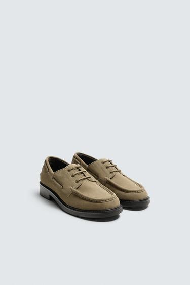 LEATHER SMART DECK SHOES - Beige by Zara