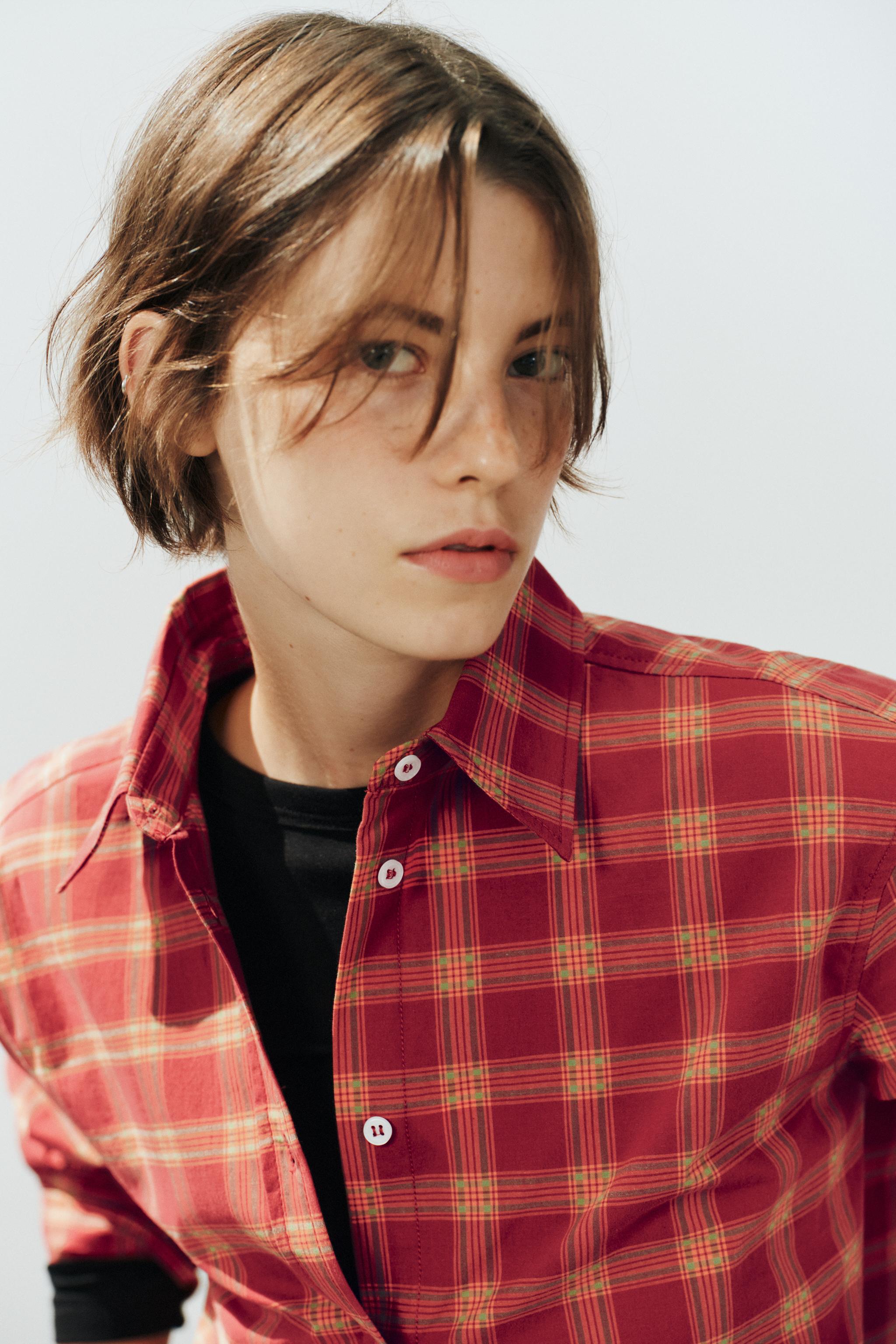 Женские рубашки Zara PLAID POPLIN OVERSHIRT — фото 3