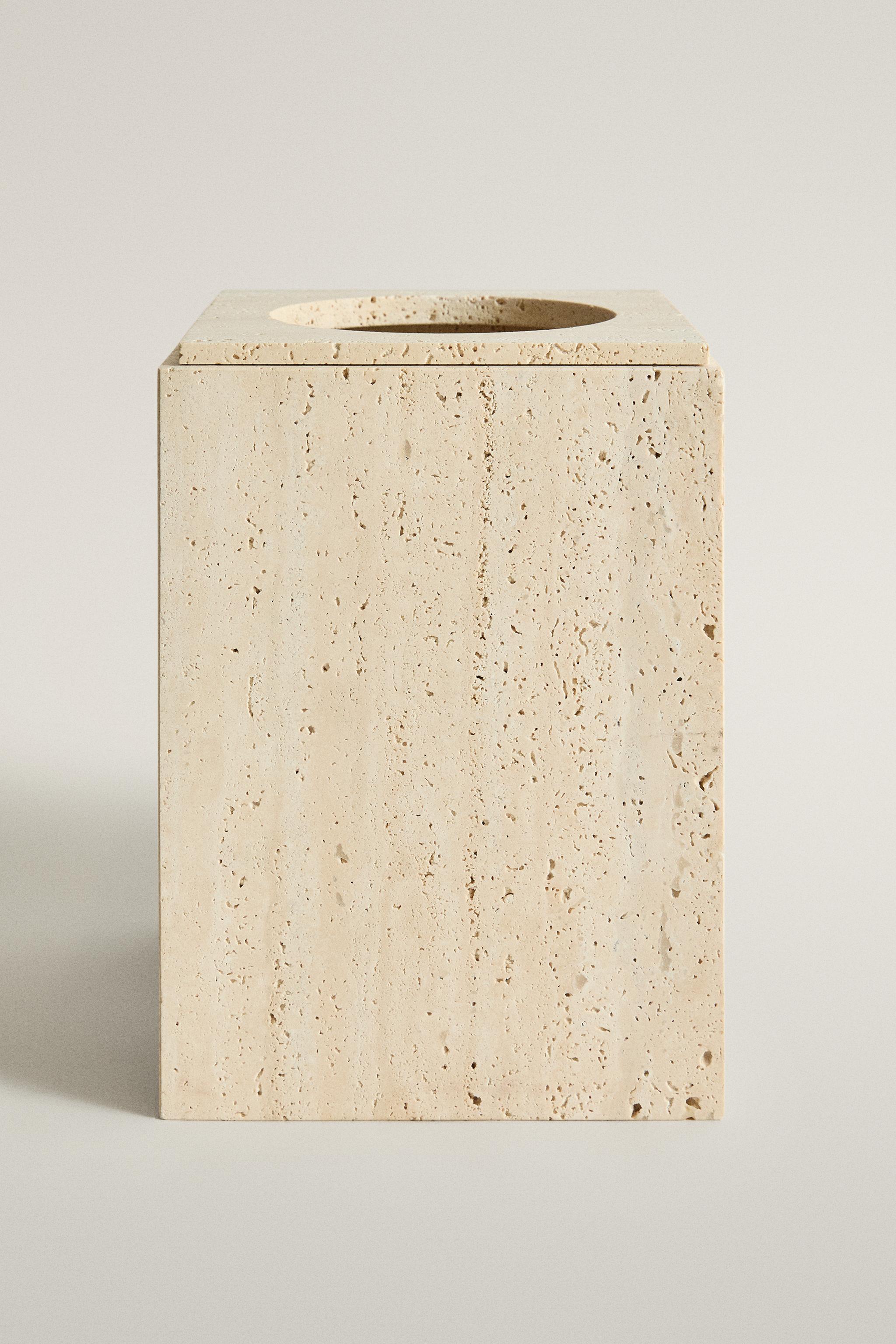 BEIGE MARBLE BATHROOM BIN
