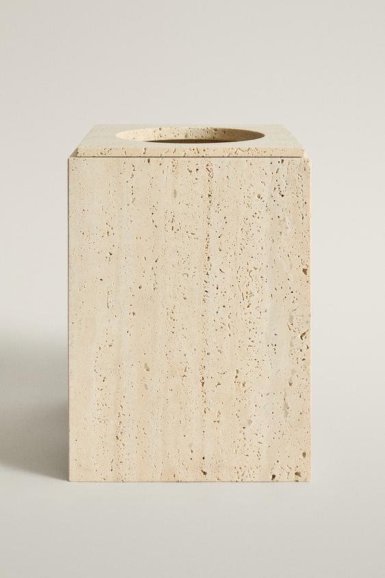 BEIGE MARBLE BATHROOM BIN - Beige by Zara - Image 0