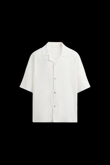 Zara RELAXED FIT TEXTURED SHIRT - White - Image 0