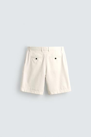 RELAXED FIT PLEATED BERMUDA SHORTS AARON LEVINE X ZARA - Oyster-white by Zara - Image 6