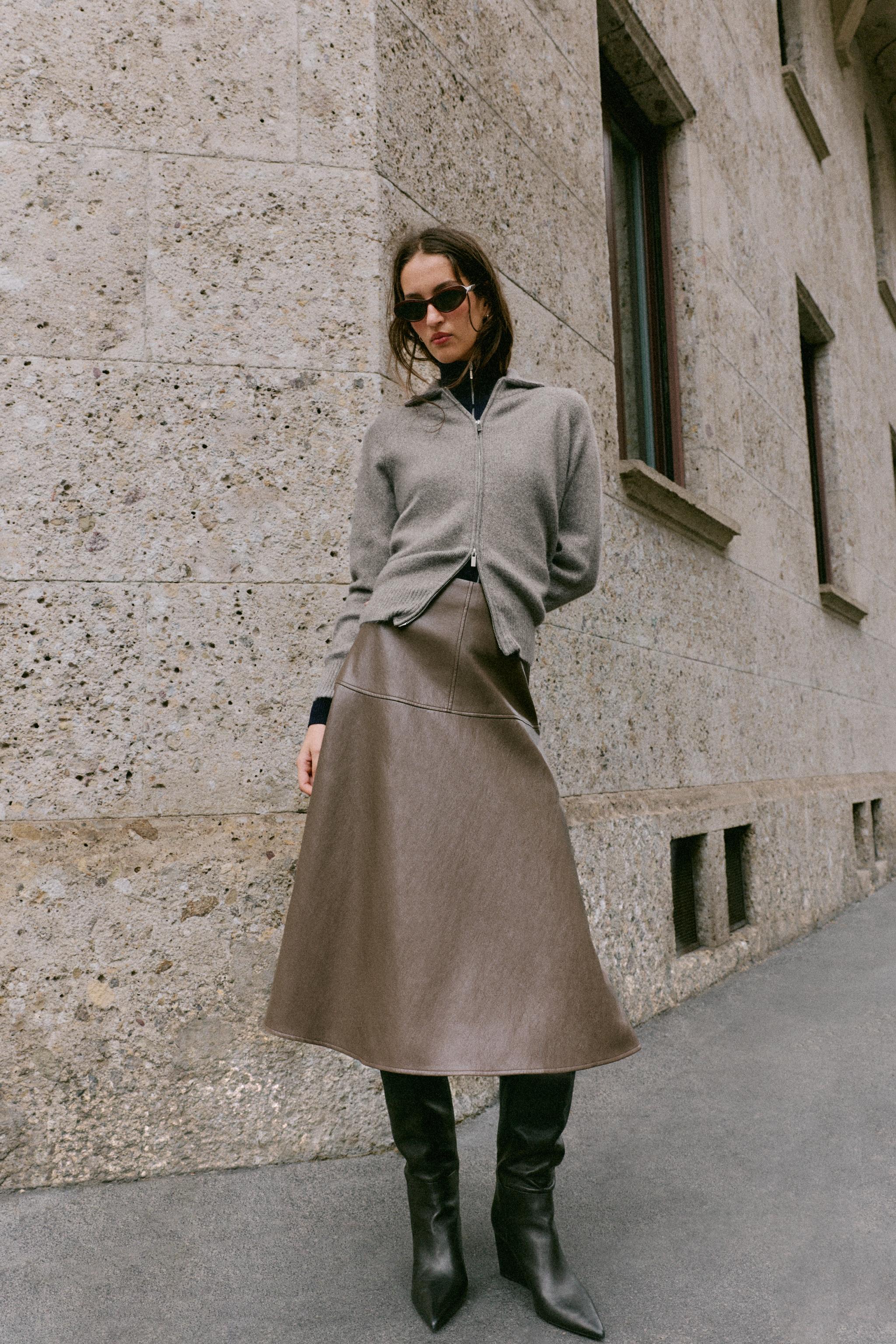 ZIP-UP CARDINGAN - Brown / Taupe | ZARA Curaçao / Curazao