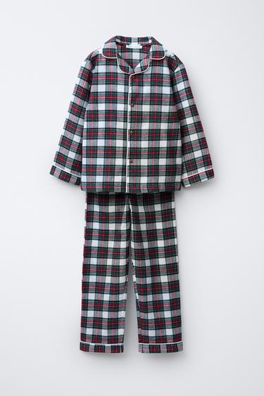 6-14 AÑOS/ PIJAMA FRANELA CUADROS - Crudo de Zara - Imagen 0
