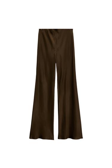 FLARED SATIN-FINISH TROUSERS