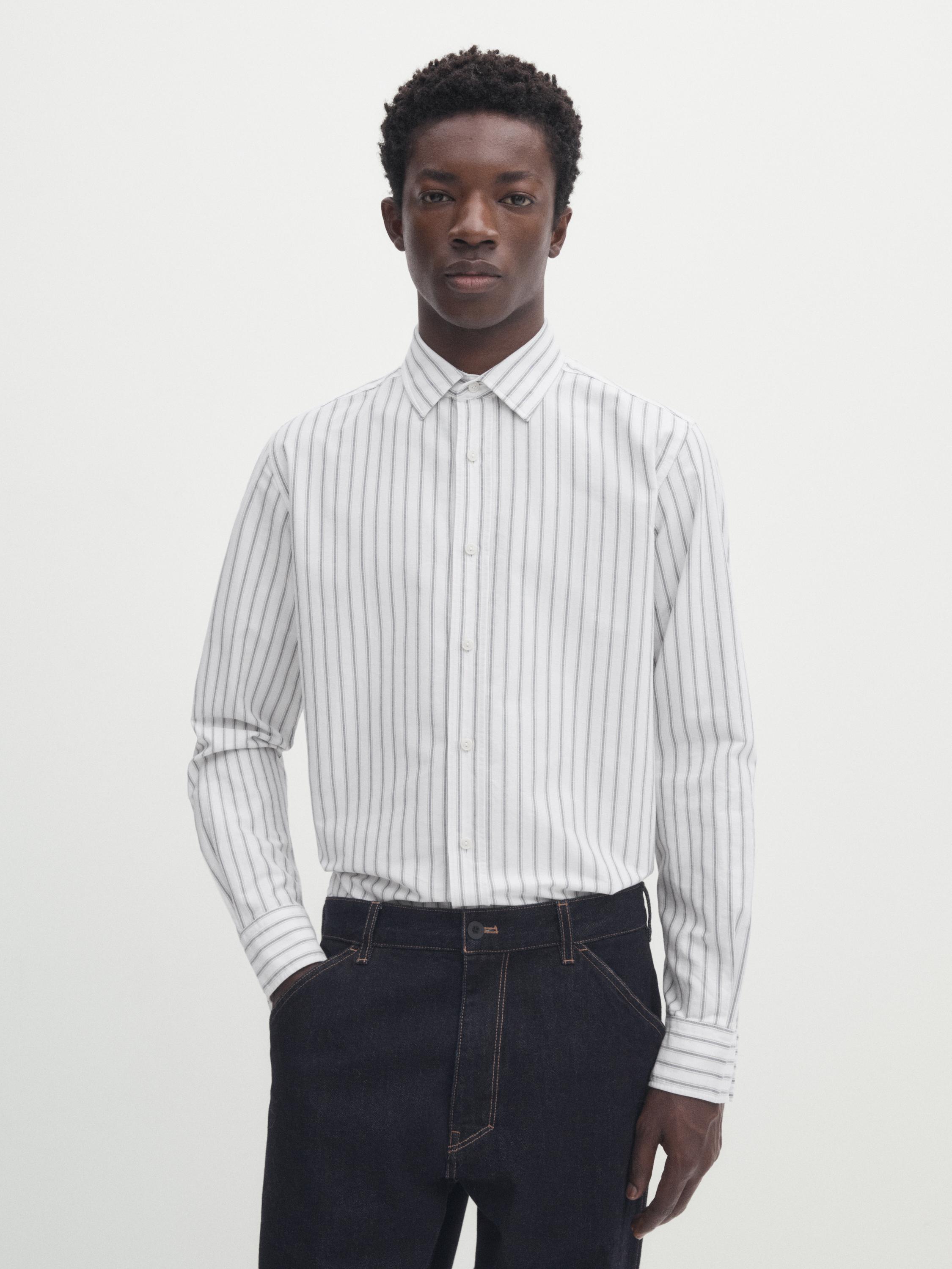 Regular-fit striped oxford shirt