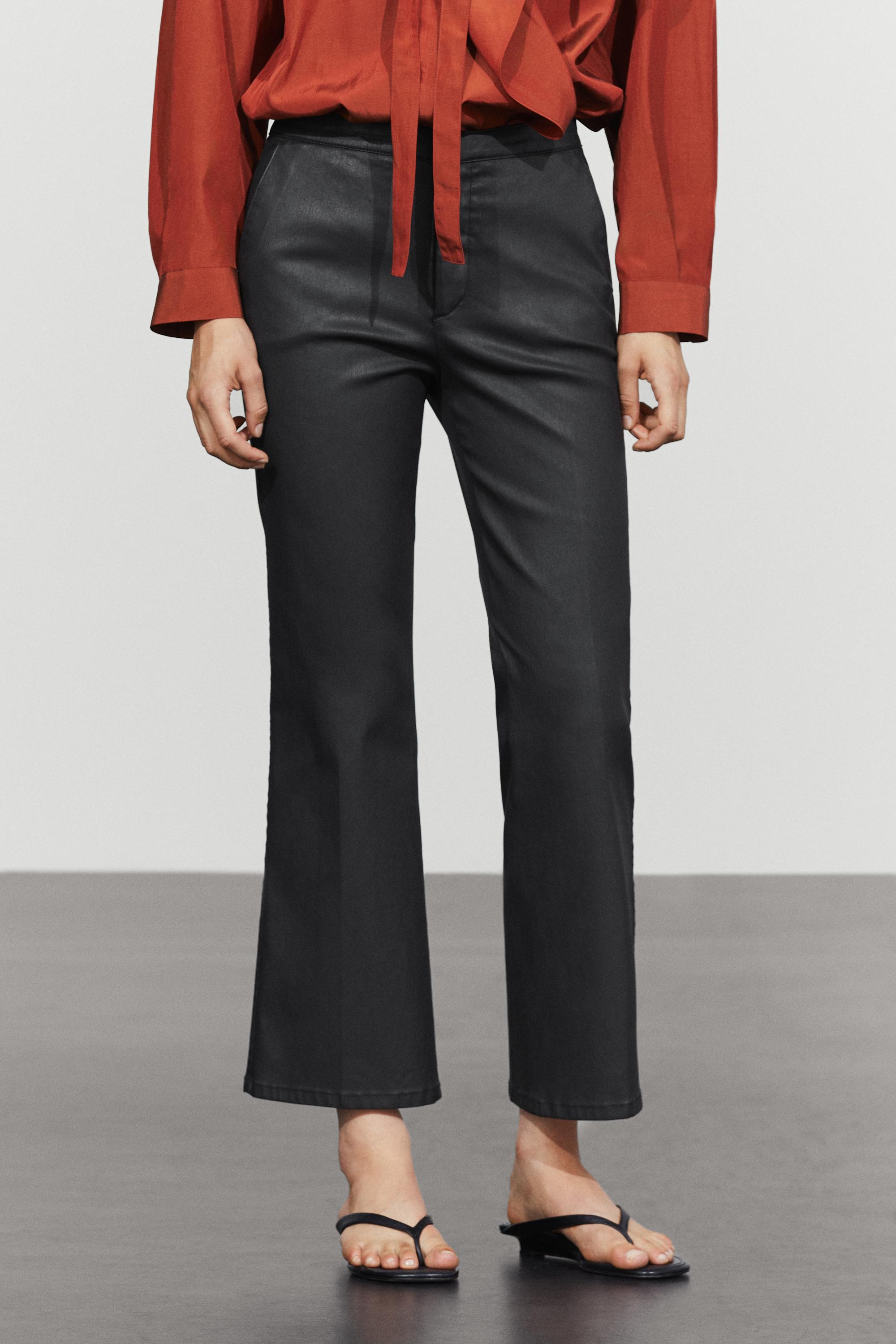 Rubberised cropped flare pants