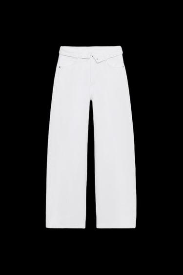 JEANS MIT UMSCHLAGBUND TRF MITTELHOHE TAILLE - Cremefarben von Zara