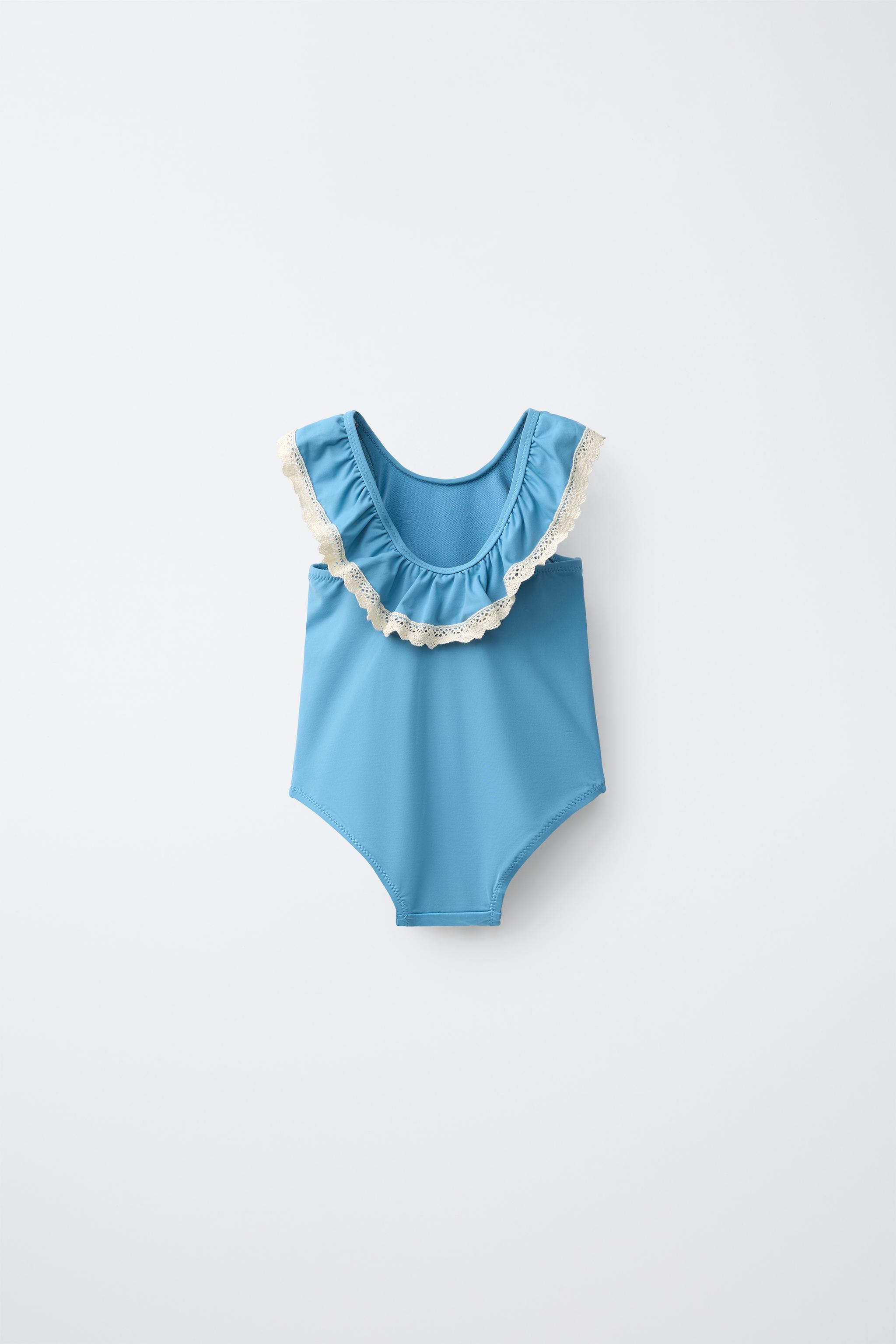 2-6 YEARS/ CONTRAST LACE SWIMSUIT — Petrol blue