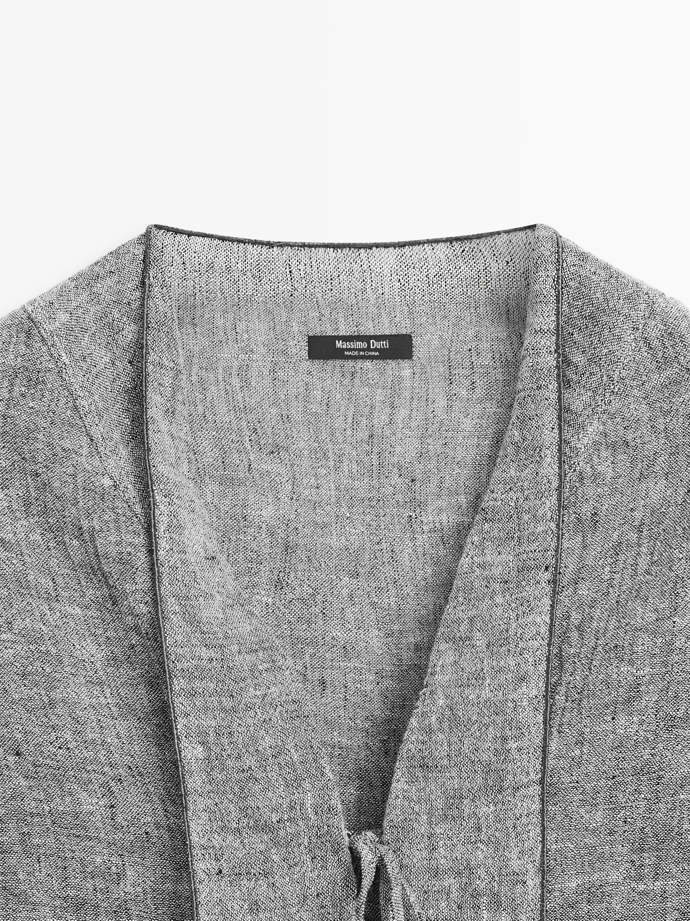 Linen blend blouse with tie details