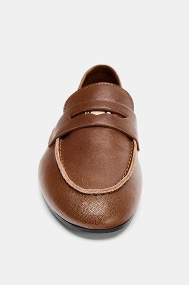 LEATHER PENNY LOAFERS - Brown by Zara - Image 3