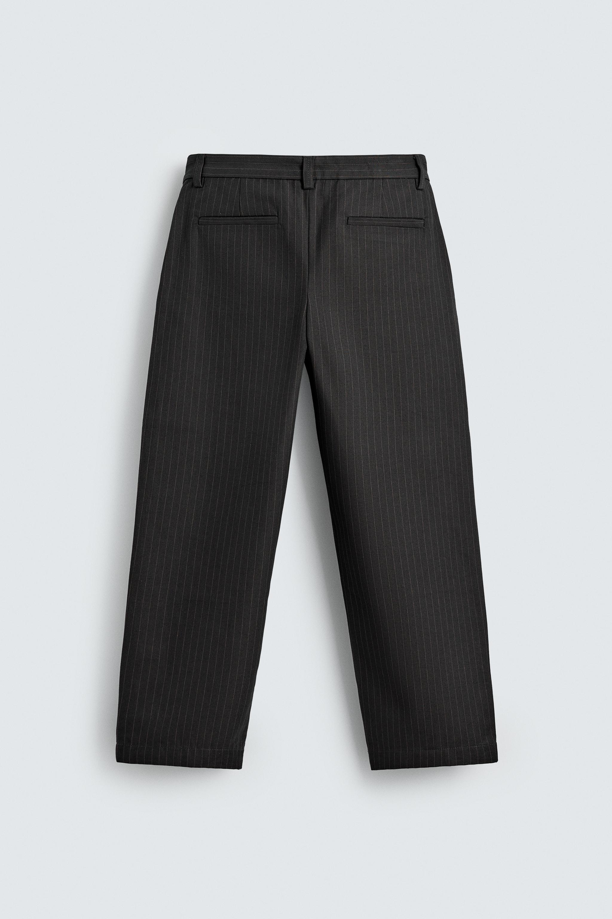 STRIPED TEXTURED CHINO PANTS - Blue | ZARA United States