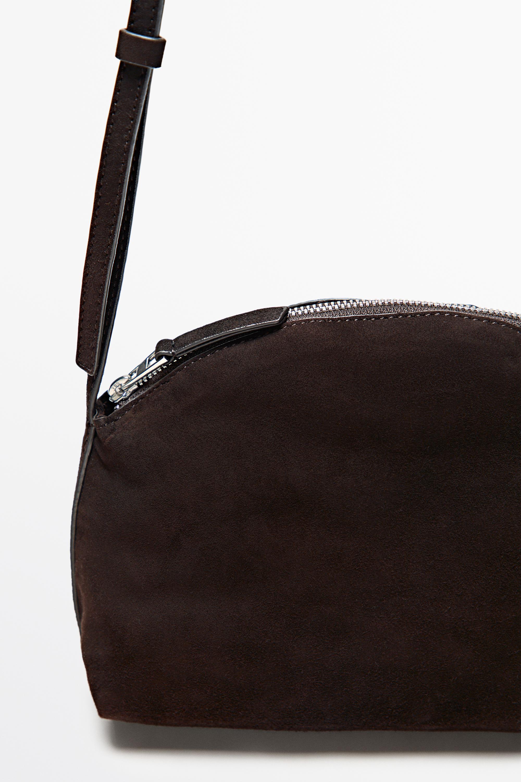 Split suede leather crossbody bag - Chocolate | ZARA United States