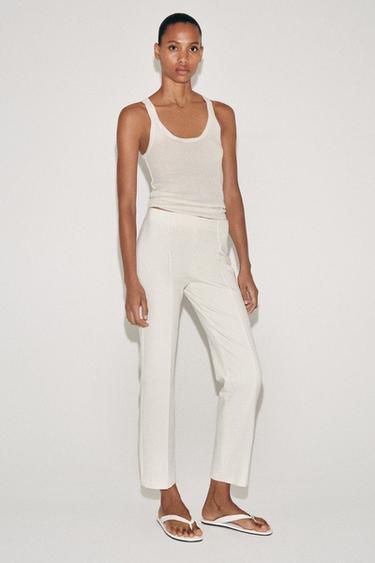 ZW COLLECTION CROPPED TROUSERS - Ecru by Zara