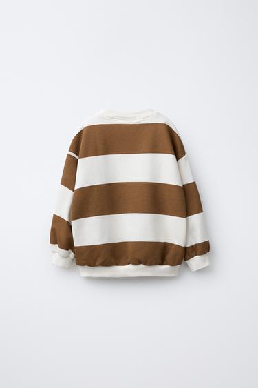 SWEAT À RAYURES BRODÉ - Marron / Écru de Zara - Image 1
