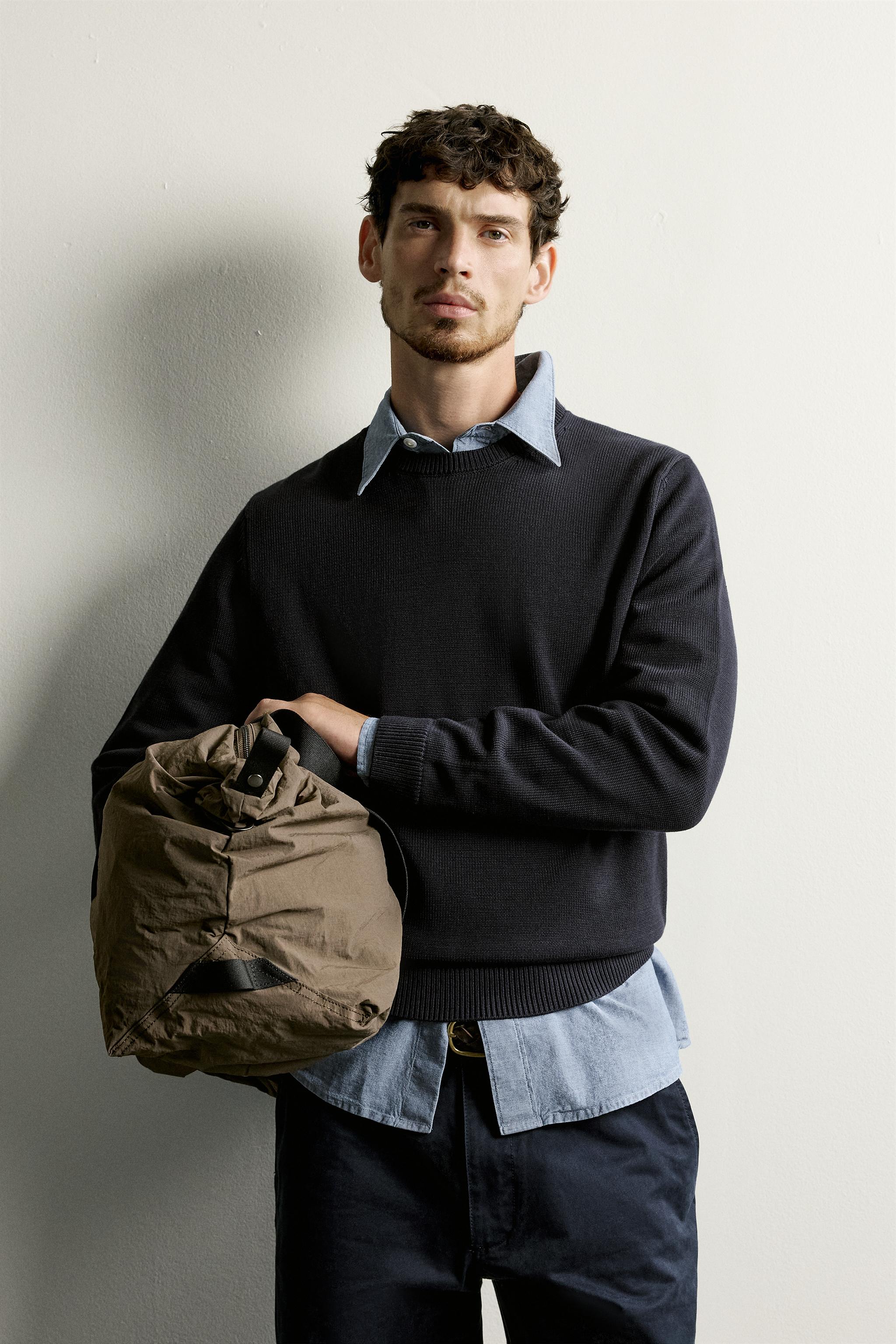 COTTON REGULAR FIT JUMPER — Navy blue