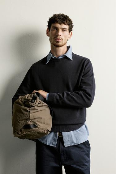 COTTON REGULAR FIT JUMPER - Navy blue by Zara