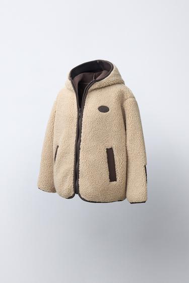 HOODED FAUX SHEARLING JACKET — Ecru 2