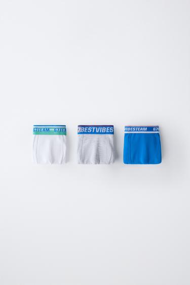 6-14 VJEÇ/ PAKO TRI BOKSERA ME TEKST - I bardhë nga Zara - Imazh 0