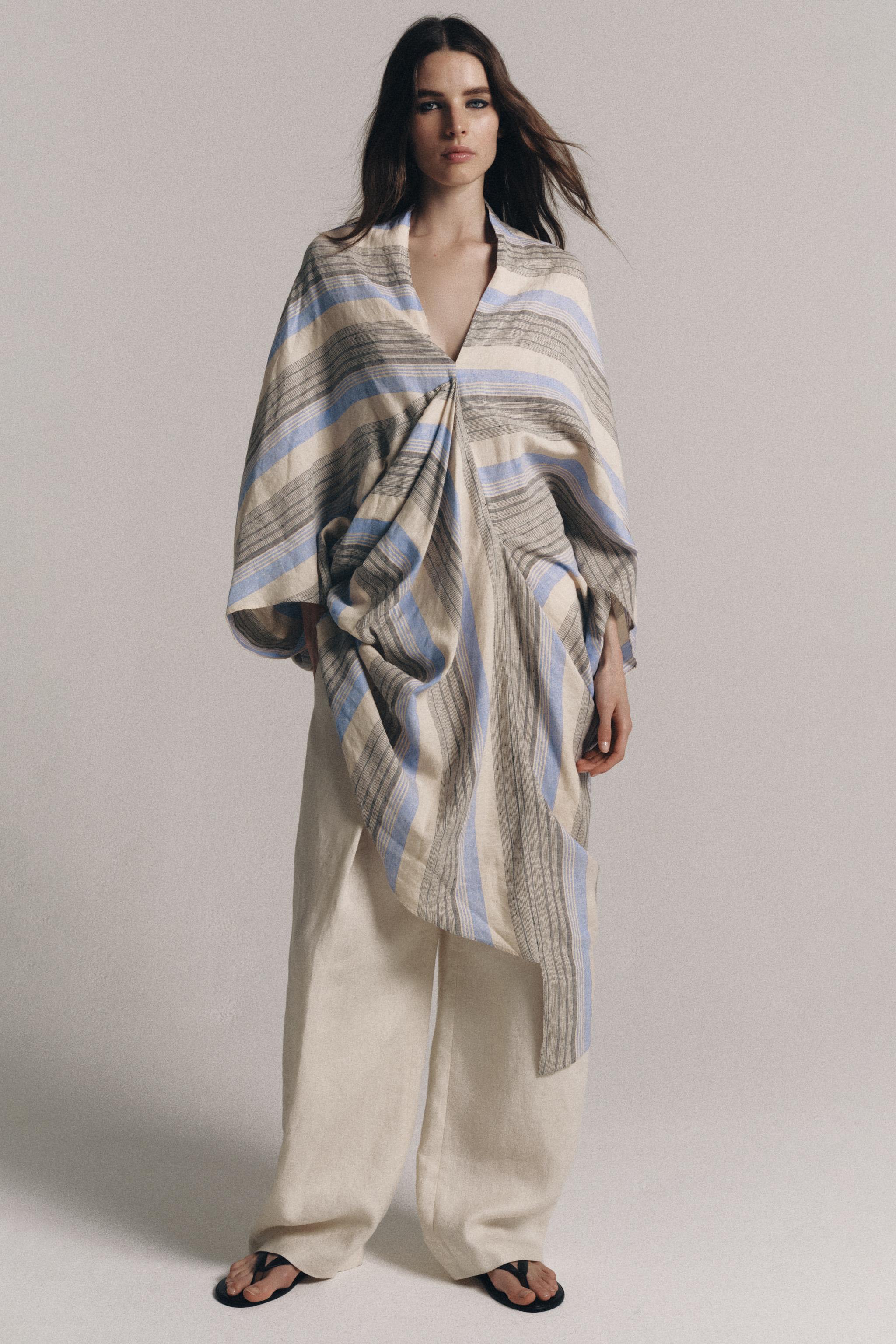 Женские платья Zara ZW COLLECTION STRIPED LINEN TUNIC