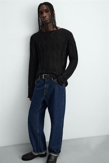 DECONSTRUCTED TEXTURED SWEATER - Black by Zara - Image 5