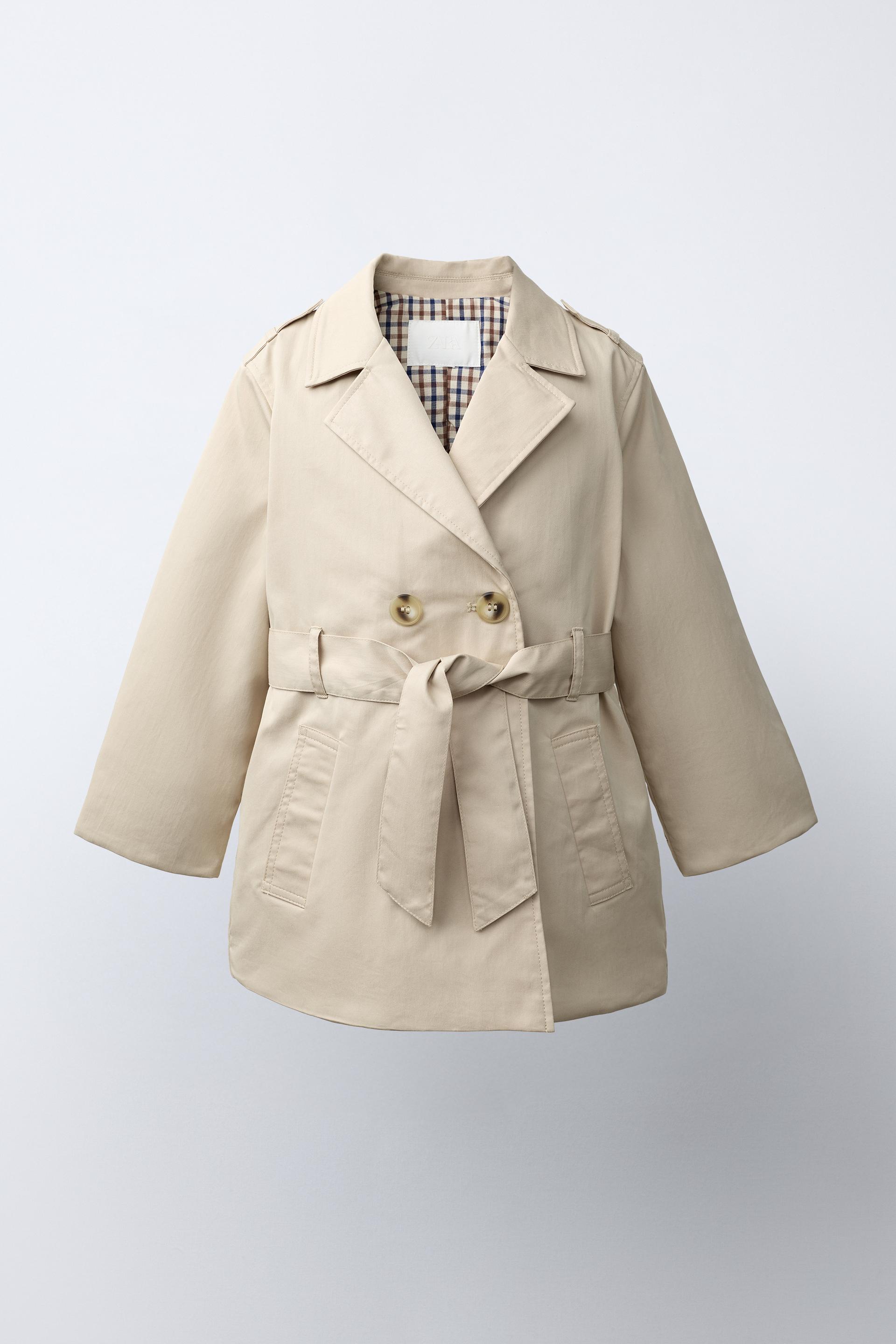 Padded Check-Lined Trench Coat