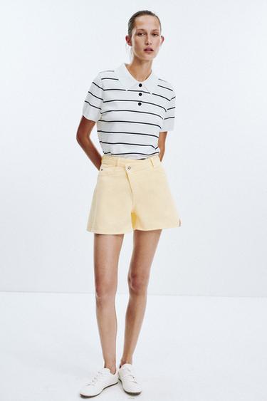 ДЖИНСОВІ ШОРТИ Z1975 З ВИСОКОЮ ПОСАДКОЮ ТА ПЕРЕХРЕЩЕНОЮ ТАЛІЄЮ - Жовтий Zara